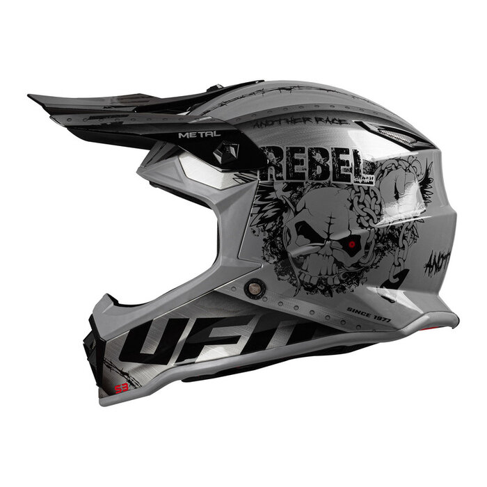 UFO Kinder Helm Metal Rebel silber schwarz