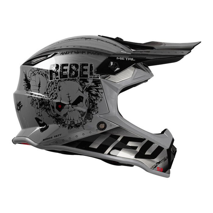 UFO Kinder Helm Metal Rebel silber schwarz