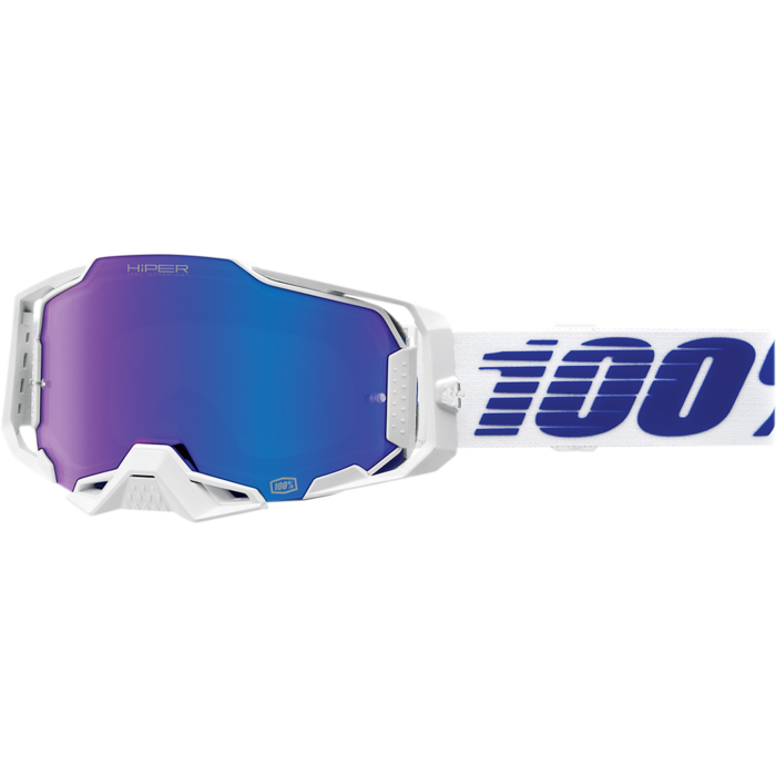 100 % Armega MX Enduro Brille Izi weiss HiPER blue Mirror