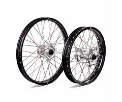 X-Grip Felgen Set für KTM Husqvarna GasGas schwarz - silber / Größe: 21''x1,60'' (vorne) & 18''x2,15'' (hinten)