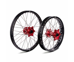 X-Grip Felgen Set für KTM Husqvarna GasGas schwarz - rot / Größe: 21''x1,60'' (vorne) & 19''x2,15'' (hinten)