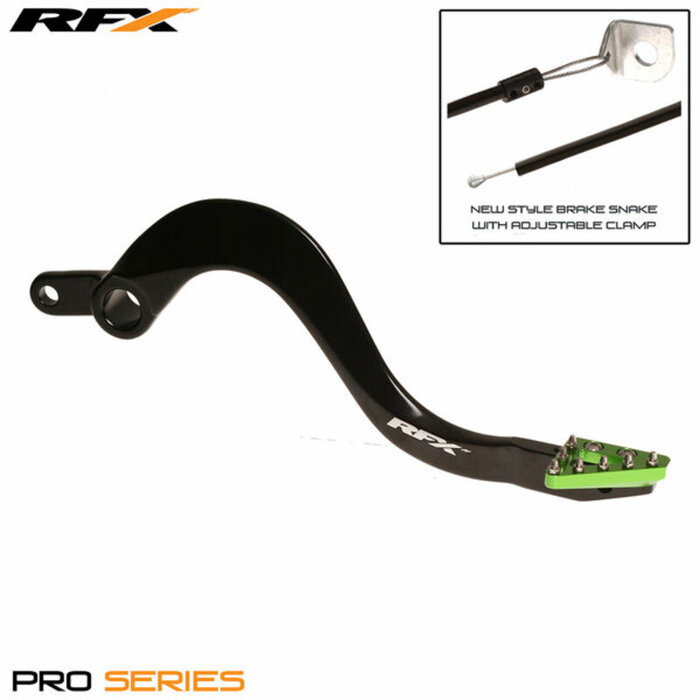RFX RFX Pro ST Hinterradbremshebel (Schwarz/Grün) - Kawasaki KX85