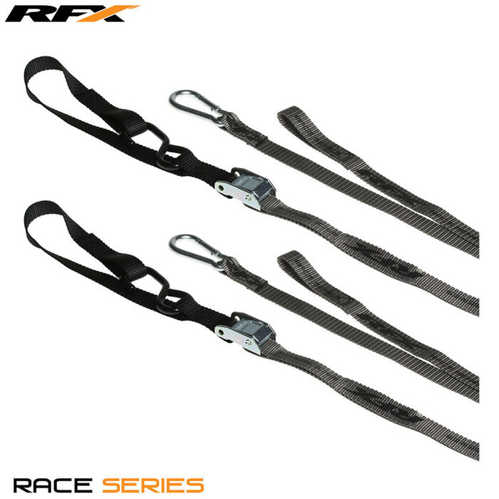 RFX RFX Race 1.0 Verzurrungen (Grau/Schwarz) mit extra Schlaufe und Karabinerhaken