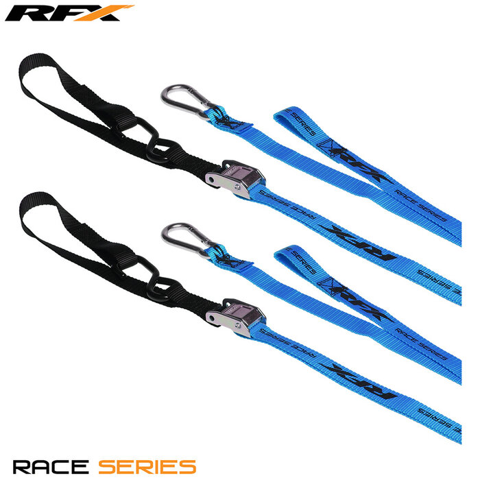 RFX RFX Race 1.0 Verzurrungen (Blau/Schwarz) mit extra Schlaufe und Karabinerhaken