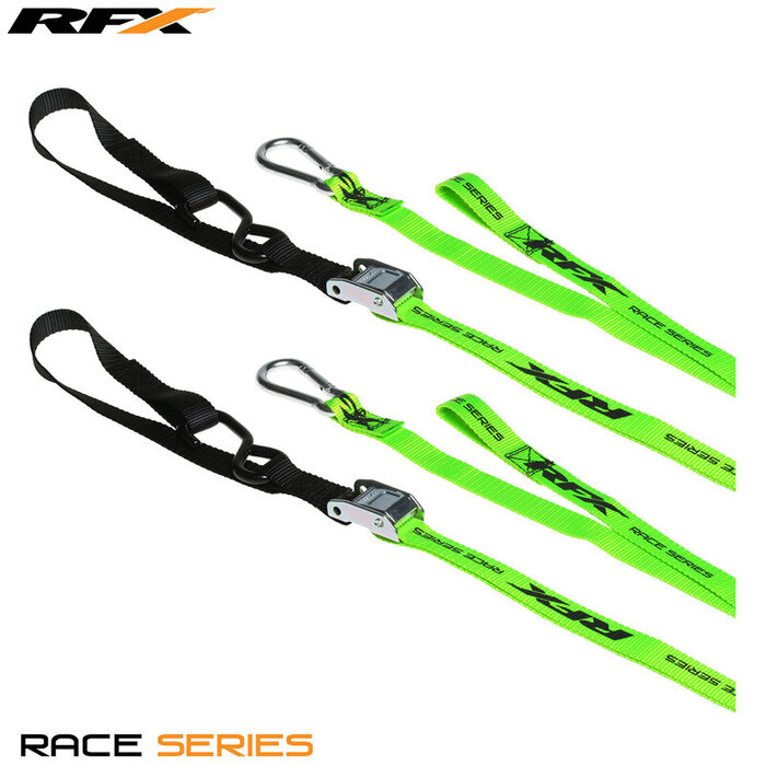 RFX RFX Race 1.0 Verzurrungen (Hi-Viz/Schwarz) mit extra Schlaufe und Karabinerhaken
