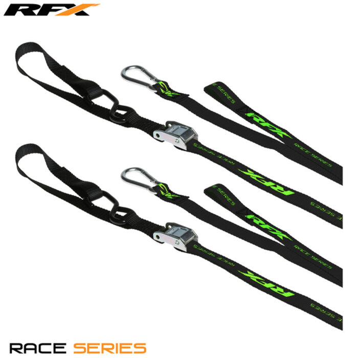 RFX RFX Race 1.0 Verzurrungen (Schwarz/Hi-Viz LE) mit zusätzlicher Schlaufe und Karabinerclip