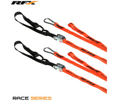 RFX RFX Race 1.0 Verzurrungen (Orange/Schwarz) mit extra Schlaufe und Karabinerhaken