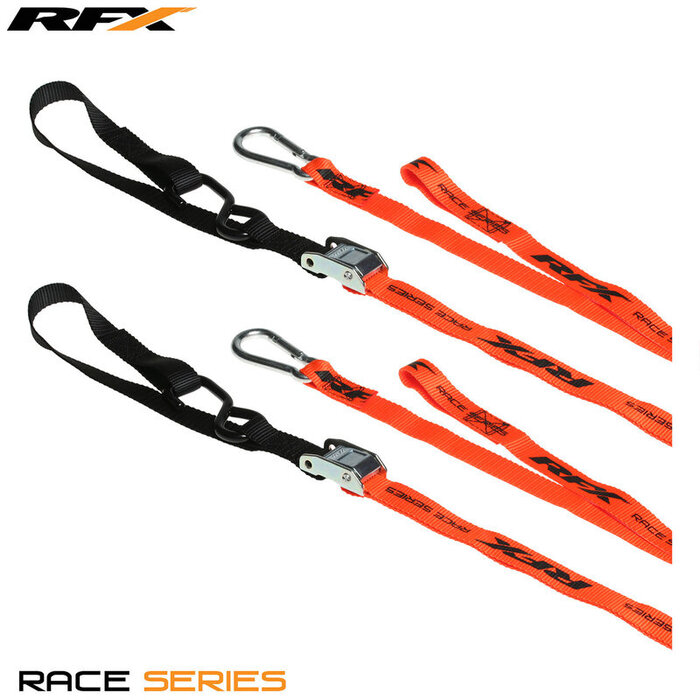 RFX RFX Race 1.0 Verzurrungen (Orange/Schwarz) mit extra Schlaufe und Karabinerhaken