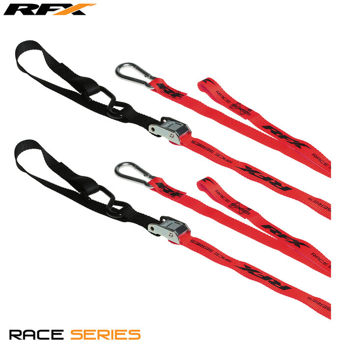 RFX RFX Race 1.0 Verzurrungen (Rot/Schwarz) mit extra Schlaufe und Karabinerhaken