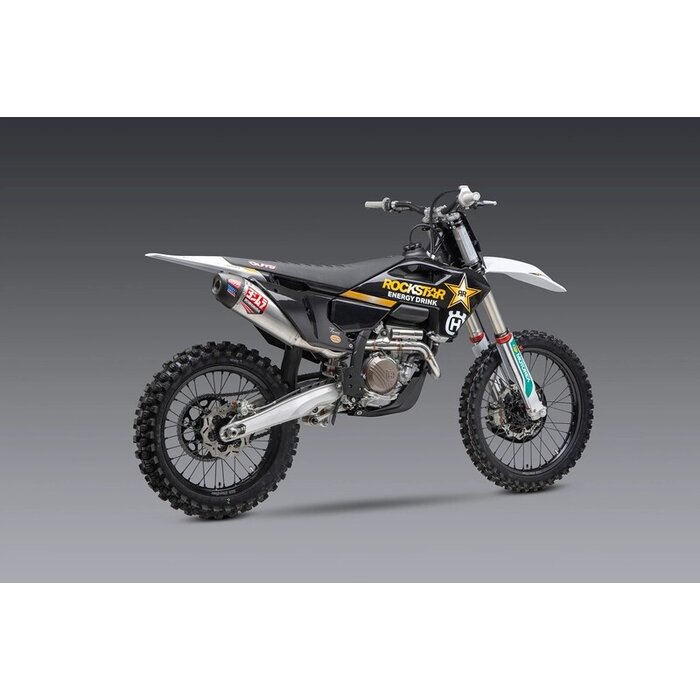 Yoshimura RS-12 Signature Series Komplettauspuffanlage Edelstahl Alu-Schalldämpfer Carbon-Endkappe KTM SX-F 250 Bj. ab 2023 / Husqvarna FC 250 ab Bj. 2023