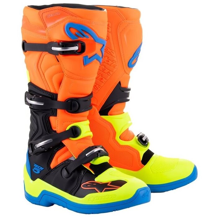 Alpinestars Stiefel Tech 5 orange fluo enamel blau gelb fluo
