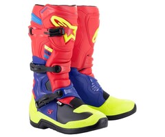 Alpinestars Stiefel Tech 3 rot dunkelblau neongelb