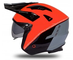 UFO Jet Helm Sheratan - Rot - Schwarz - Grau glänzend