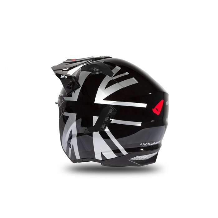 UFO Jet Helm Sheratan - Schwarz Grau Rot glänzend