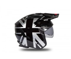 UFO Jet Helm Sheratan - Schwarz Grau Rot glänzend