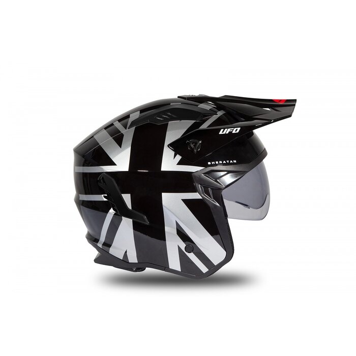 UFO Jet Helm Sheratan - Schwarz Grau Rot glänzend