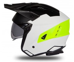 UFO Jet Helm Sheratan - Weiss Schwarz Neongelb matt