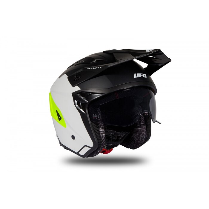 UFO Jet Helm Sheratan - Weiss Schwarz Neongelb matt
