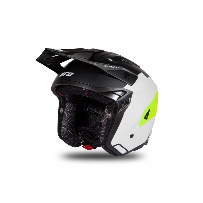 UFO Jet Helm Sheratan - Weiss Schwarz Neongelb matt