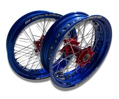 SM Pro PLATINUM Wheel Supermoto Felgensatz vorne + hinten SM 17x3,50/17x4,25 Felge blau / Nabe rot für Beta RR Modelle