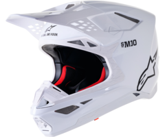 Alpinestars S-M10 Supertech Solid Motocross Helm weiss glanz
