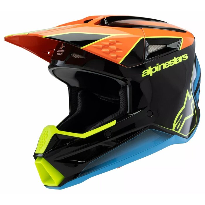 Alpinestars SM3 Kinder Helm Fray schwarz orange neongelb glänzend