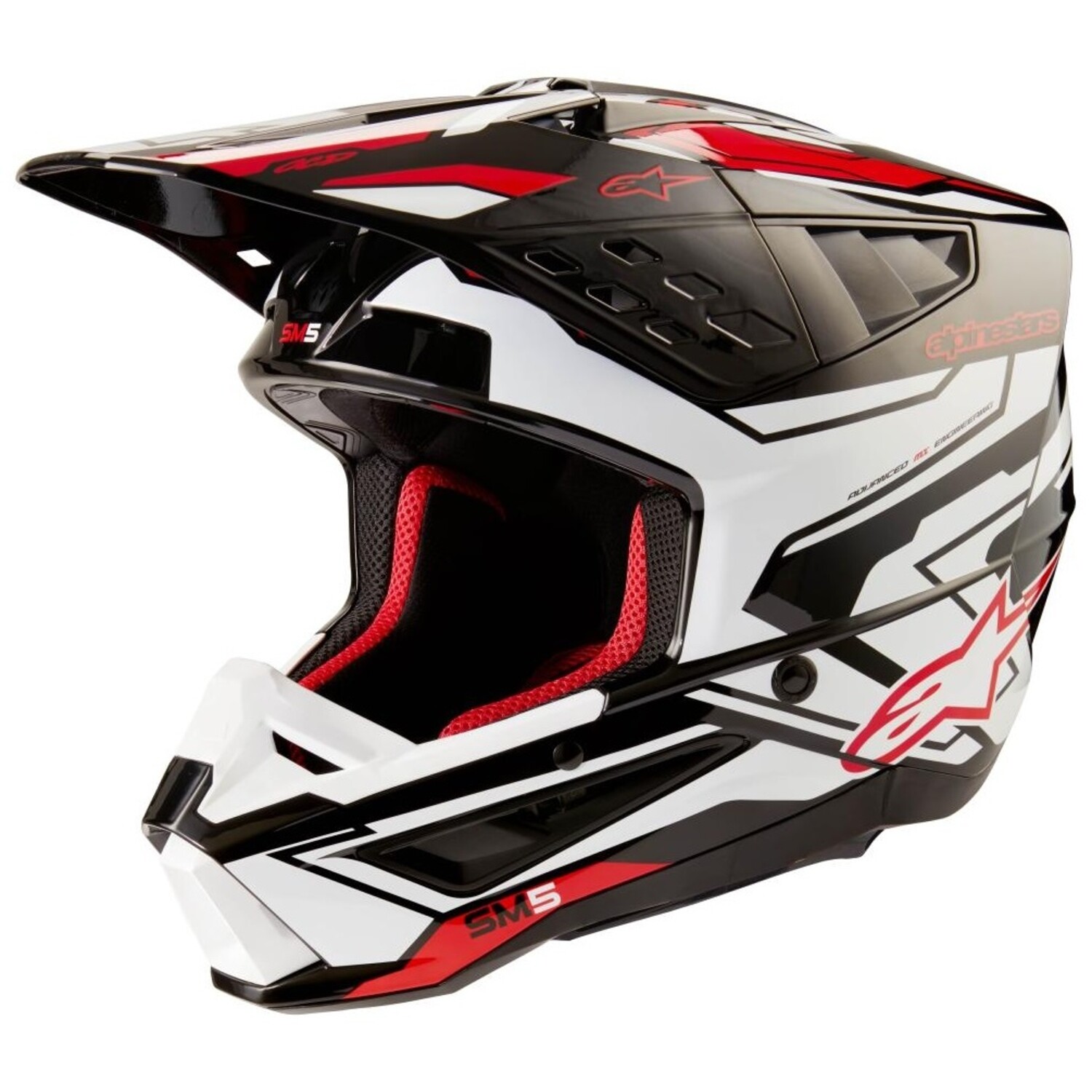 Alpinestars S-M5 Motocross Helm Action schwarz weiss rot