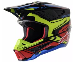 Alpinestars S-M5 Motocross Helm Action rot blau neongelb schwarz