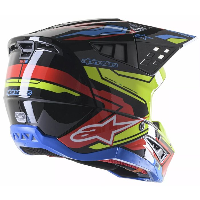 Alpinestars S-M5 Motocross Helm Action rot blau neongelb schwarz