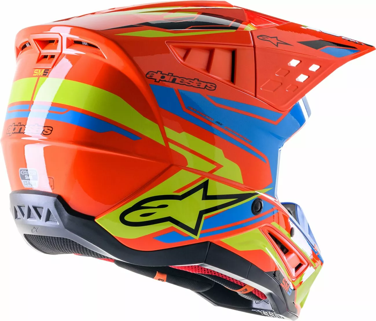 Alpinestars S-M5 Motocross Helm Action orange blau neongelb