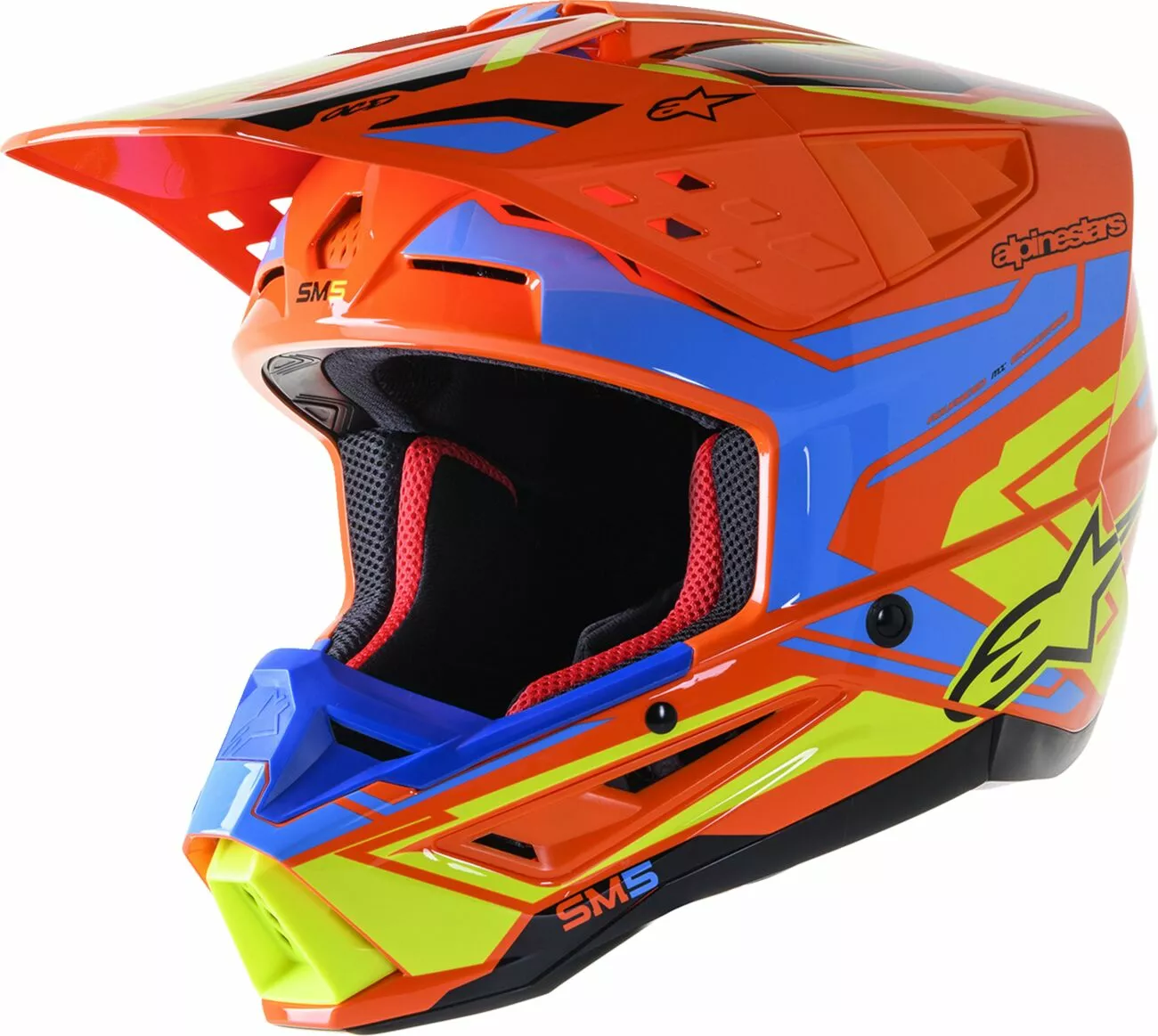 Alpinestars S-M5 Motocross Helm Action orange blau neongelb