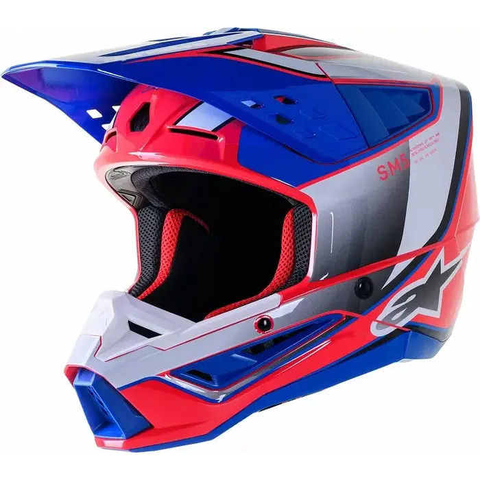 Alpinestars SM5 Motocross Helm Sail blau rot weiss