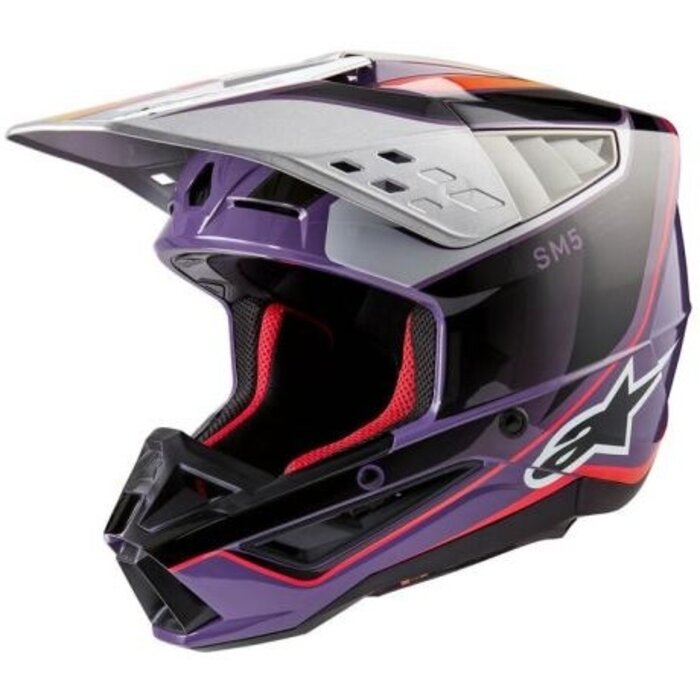 Alpinestars SM5 Motocross Helm Sail violett schwarz silber
