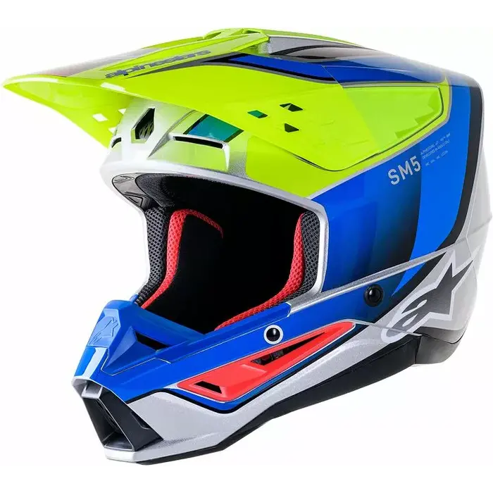 Alpinestars SM5 Motocross Helm Sail grau neongelb enamel blau