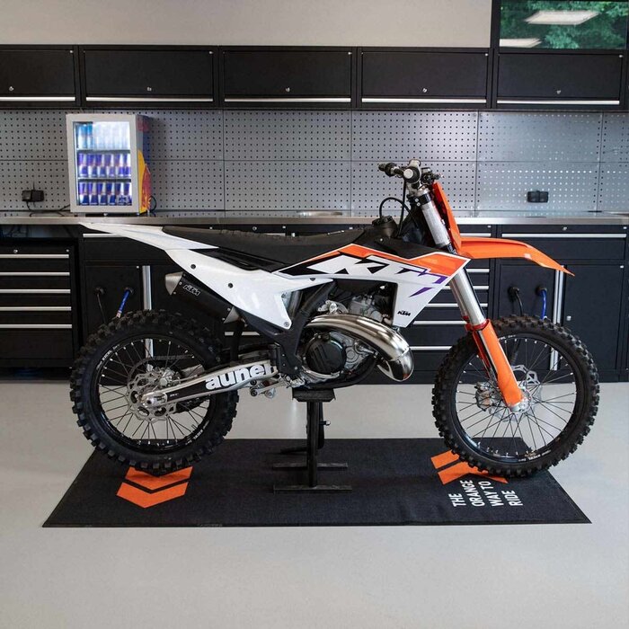 AWorkx Unterlegsmatte Motorrad Teppich V5 schwarz orange