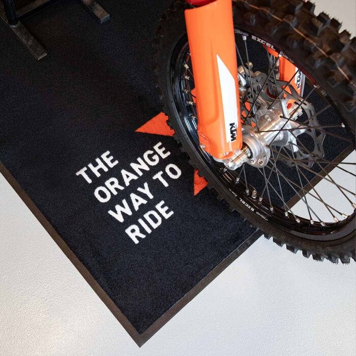 AWorkx Unterlegsmatte Motorrad Teppich V5 schwarz orange