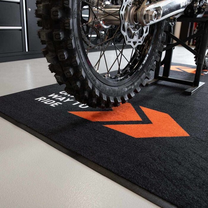 AWorkx Unterlegsmatte Motorrad Teppich V5 schwarz orange