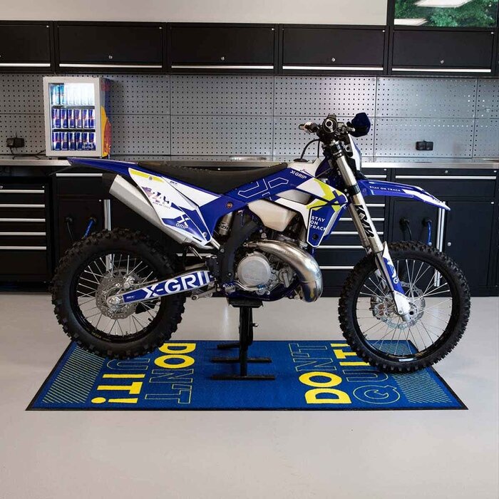 AWorkx Unterlegsmatte Motorrad Teppich V3 blau gelb