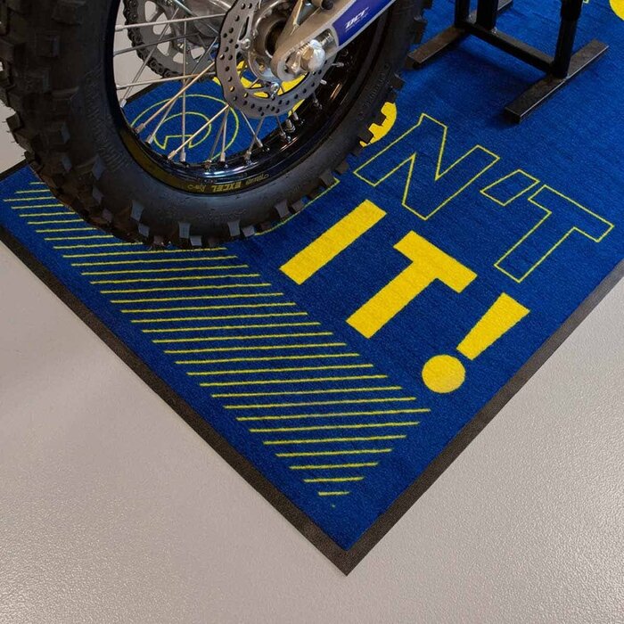 AWorkx Unterlegsmatte Motorrad Teppich V3 blau gelb