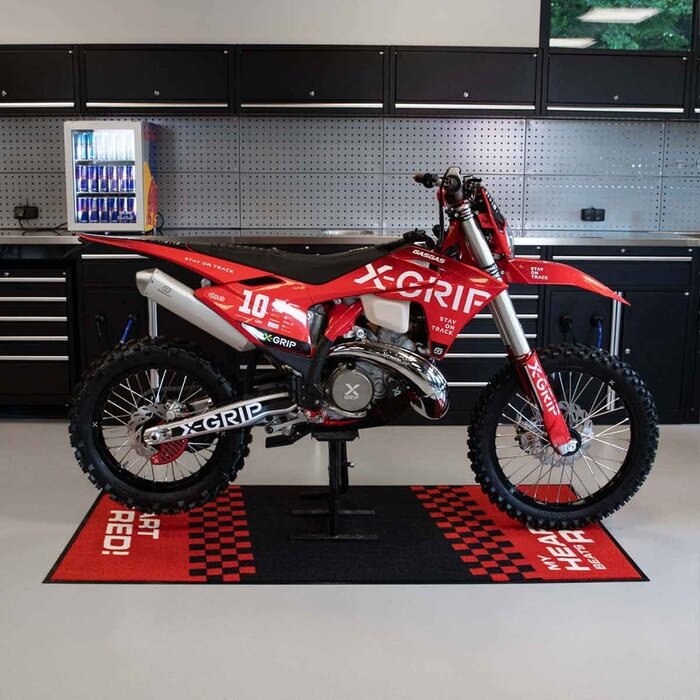AWorkx Unterlegsmatte Motorrad Teppich V2 schwarz rot