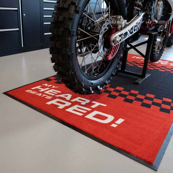 AWorkx Unterlegsmatte Motorrad Teppich V2 schwarz rot