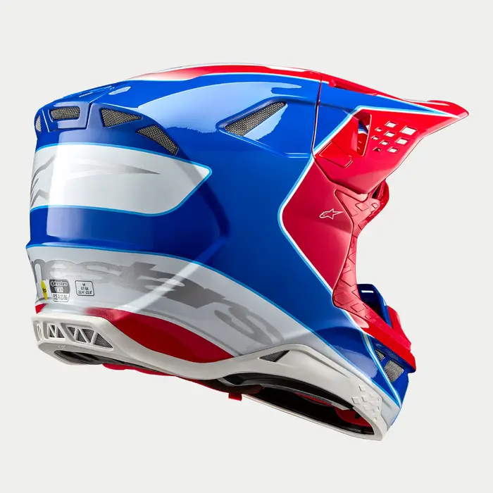 Alpinestars SM10 Supertech Motocross Helm Aeon ECE hellrot blau glänzend