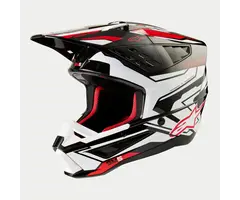 Alpinestars SM5 Action 2 Motocross Helm ECE  Schwarz Weiß Hellrot Glänzend