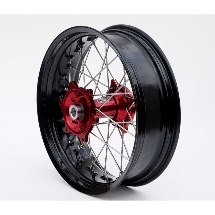 RFX Supermoto Satz Räder komplett vorne + hinten SM 17x3,50/17x4,50 Felge schwarz/Nabe rot für Beta RR Modelle