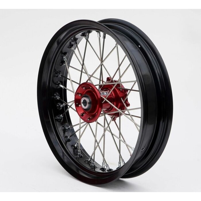 RFX Supermoto Satz Räder komplett vorne + hinten SM 17x3,50/17x4,50 Felge schwarz/Nabe rot für Beta RR Modelle