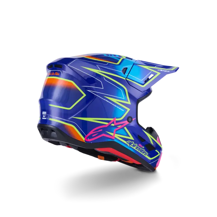 Alpinestars Supertech M7 Motocross Helm Cast ECE06 blau pink gelb