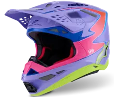 Alpinestars Supertech M10 Motocross Helm Jett Lawrence R01 lila pink fl gelb