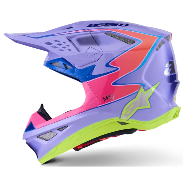 Alpinestars Supertech M10 Motocross Helm Jett Lawrence R01 lila pink fl gelb