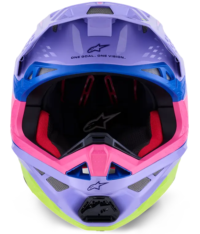 Alpinestars Supertech M10 Motocross Helm Jett Lawrence R01 lila pink fl gelb