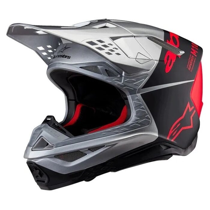 Alpinestars SM10 Supertech Motocross Helm Flood ECE silber schwarz